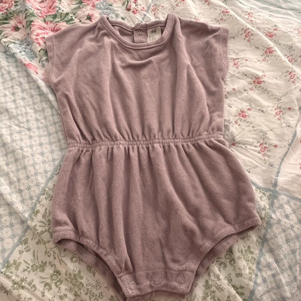 H&M Light Purple Terry Cloth Summer Sunsuit Romper 4-6 Months